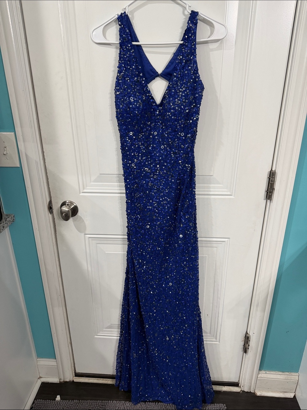 Adrianna Papell Royal Blue Beaded homecoming or Prom Gown